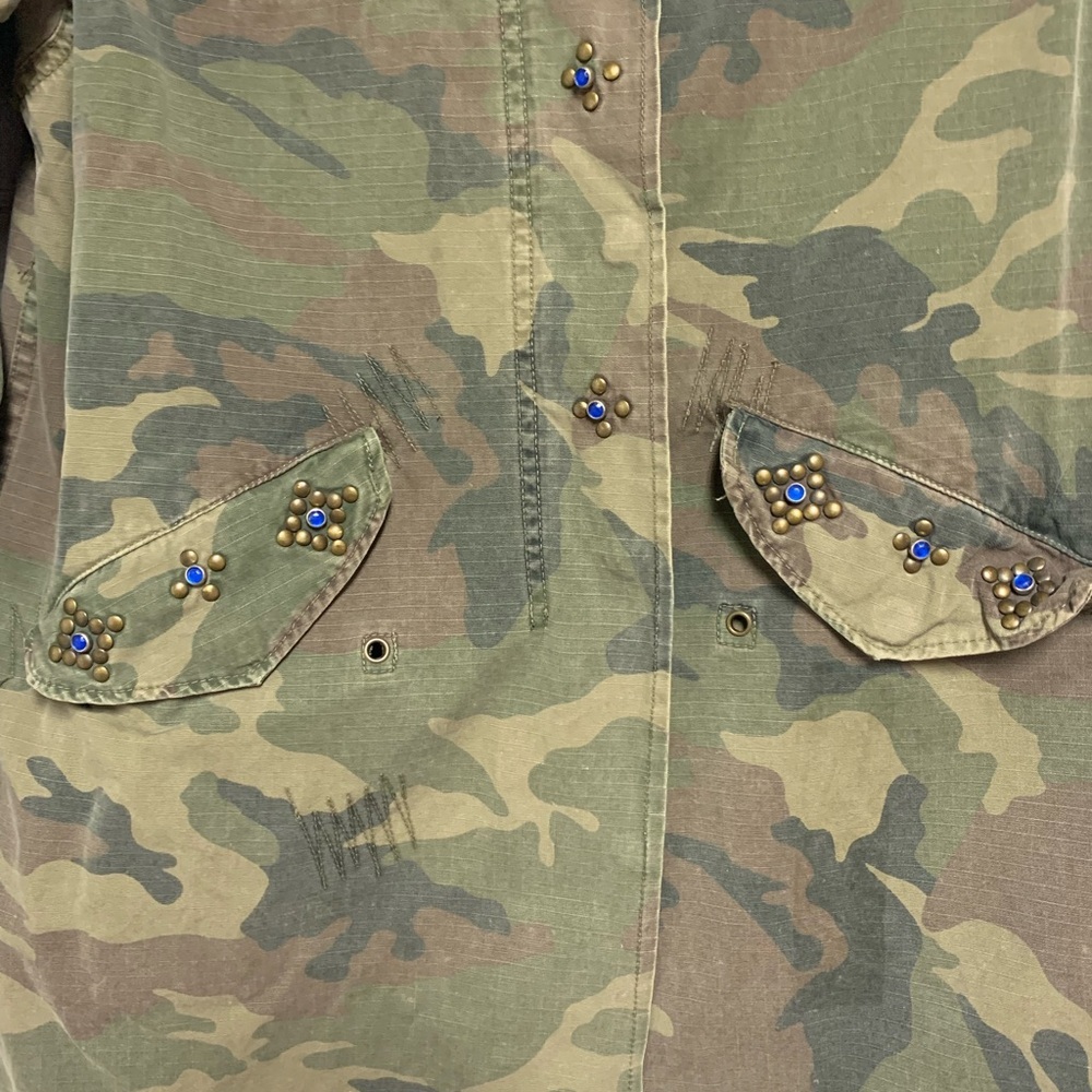 Western Denim Bank Camo Embroidered Distressed Jacket Size M - Picture 8 of 9